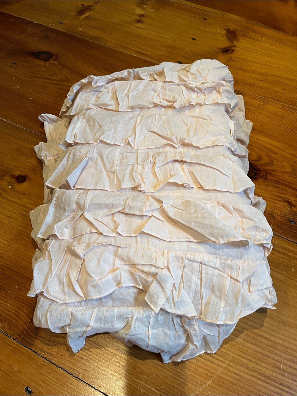 ANTHROPOLOGIE 84" x 52" Peachy Pink Waterfall Ruffled Tiers Curtain Panel
